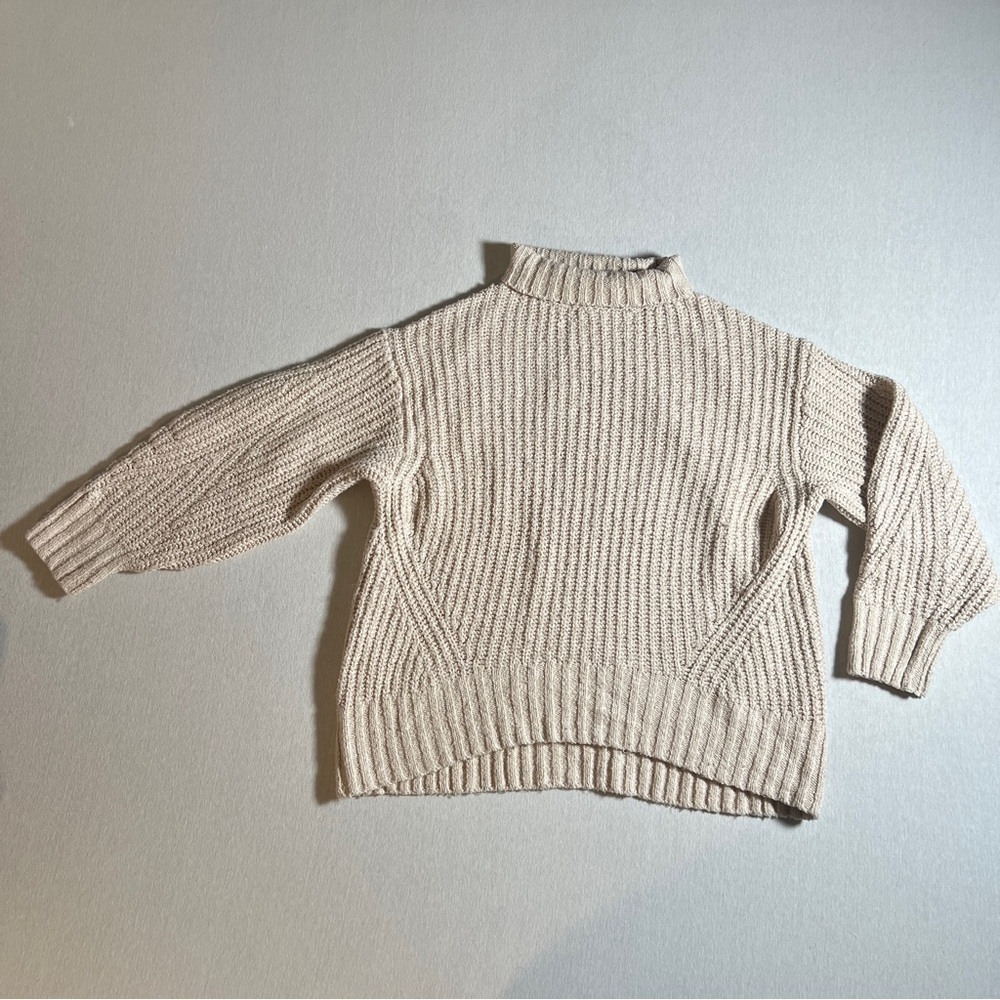 Anthropologie Maeve Oversized Cotton Blend Sweater in Cream, XS